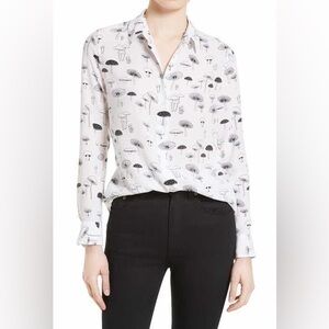 Equipment White Button-Up Shirt with Mushroom Print, S